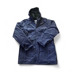 VINTAGE Basic Editions Rain Coat Women's L Navy Blue Jacket Water Repellent